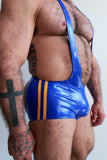 Alfons Dovana Royal Blue Shiny Jock Singlet w. Yellow Stripes