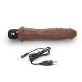 Powercocks 8" Girthy Realistic Vibrator Dark Brown