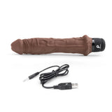 Powercocks 8" Girthy Realistic Vibrator Dark Brown