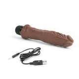 Powercocks 8" Girthy Realistic Vibrator Dark Brown