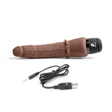 Powercocks 7" Slim Anal Realistic Vibrator Dark Brown