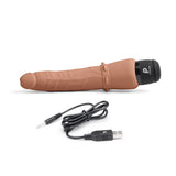 Powercocks 7" Slim Anal Realistic Vibrator Mocha