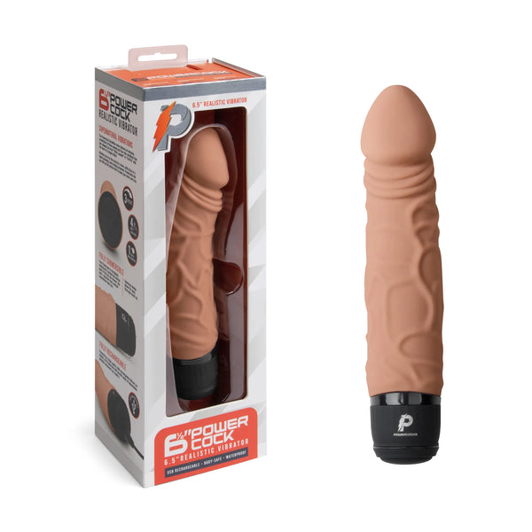 Powercocks 6.5” Realistic Vibrator Mocha