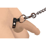 LEATHER AND STEEL COCK AND BALL RING BLACK BY STRICT LEATHER