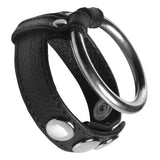 LEATHER AND STEEL COCK AND BALL RING BLACK BY STRICT LEATHER