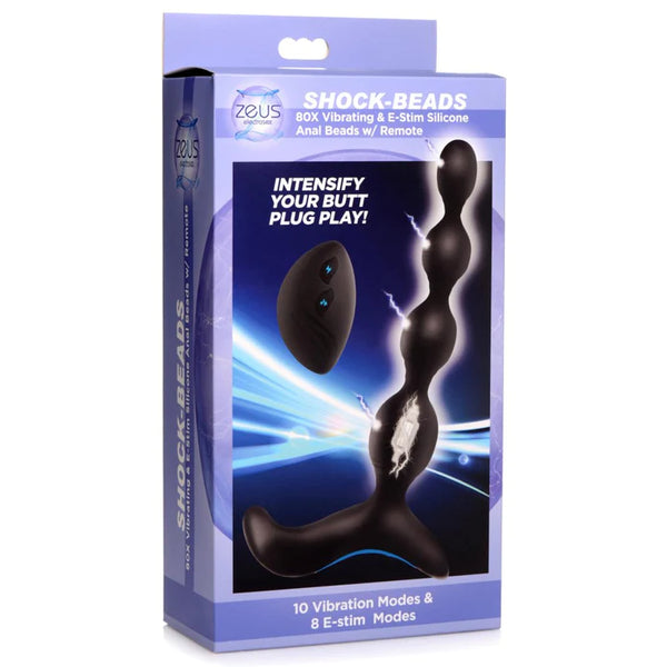 Shock-Beads 80X Vibrating & E-Stim Silicone Anal Beads by Zeus