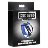 LEATHER AND STEEL COCK AND BALL RING BLUE BY STRICT LEATHER