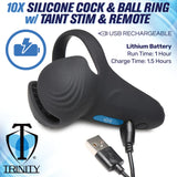 10X SILICONE COCK & BALL RING W/ VIBRATING TAINT STIMULATOR & REMOTE