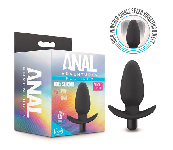 Anal Adventures Platinum Saddle Black 4.5-Inch Vibrating Anal Plug