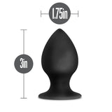 Anal Adventures Platinum Stout Black 3-Inch Anal Plug With Suction Cup Base