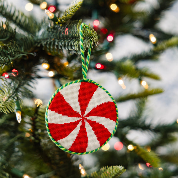 Peppermint Needlepoint Ornament