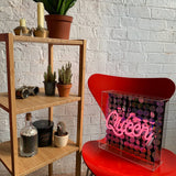 'queen' Glass Neon Sign with Sequins