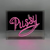 'pussy' Acrylic Box Pink Neon Sign