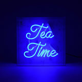 'tea Time' Glass Neon Sign - Blue