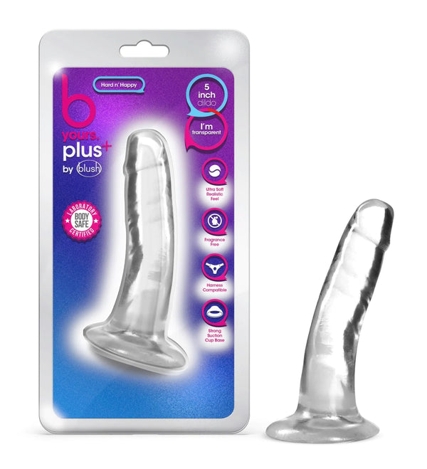 B Yours Plus Hard N’ Happy Realistic G-Spot Clear 5.5-Inch Long Dildo
