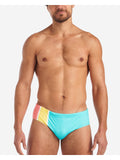 TEAMM8 Grid Square Cut Swim Brief - Bondi Stripes