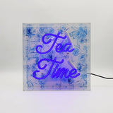 'tea Time' Glass Neon Sign - Blue