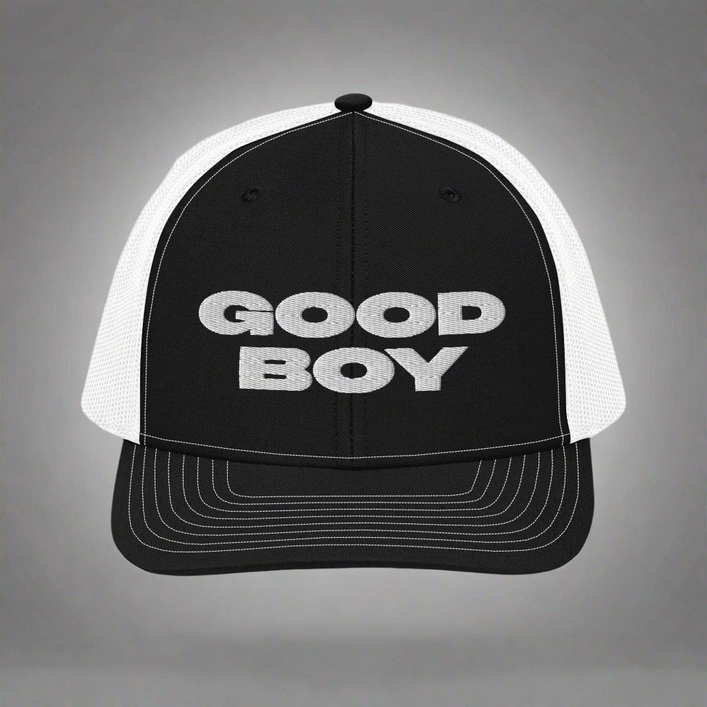 Good Boy Trucker Hat by YES HOMO - Black / White