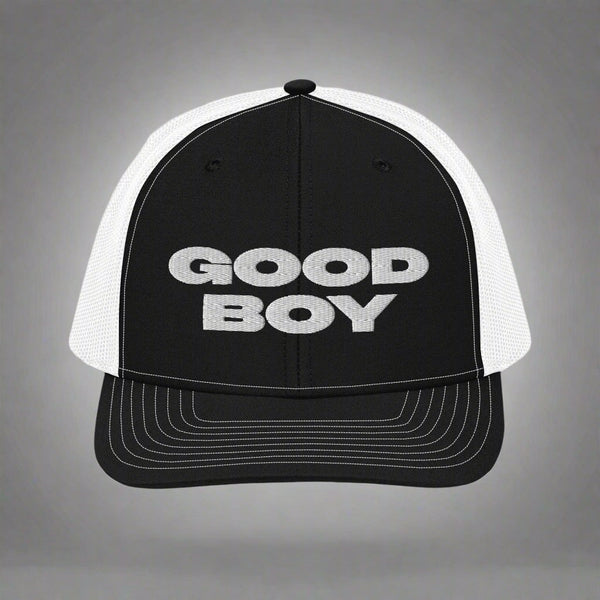 Good Boy Trucker Hat by YES HOMO - Black / White