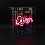 'queen' Glass Neon Sign with Sequins