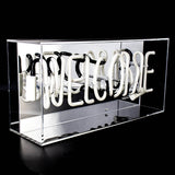 'welcome' Glass Neon Sign - White or pink