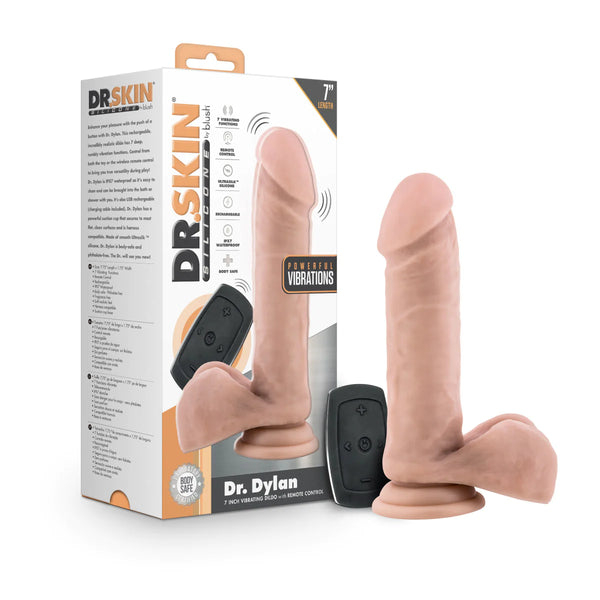 Dr. Skin Silicone Dr. Dylan Vanilla 7.5-Inch Vibrating Dildo
