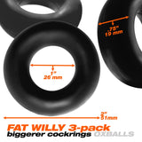 Oxballs Fat Willy Jumbo Cock Ring (3 pack) - Black