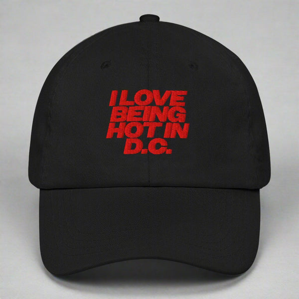 I Love Being Hot in D.C. Dad Hat by YES HOMO in Black