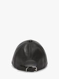 JW ANDERSON LEATHER BASEBALL CAP WITH ANCHOR LOGO BLACK