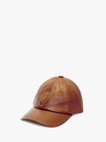 JW ANDERSON LEATHER BASEBALL CAP WITH ANCHOR LOGO BROWN