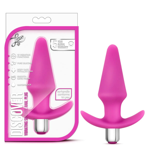 Luxe Discover Pink 5-Inch Vibrating Anal Plug With Handle