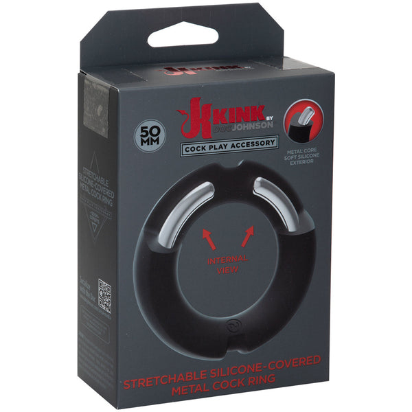Kink by Doc Johnson Silicone-Covered Stainless Steel Cock Ring 50mm