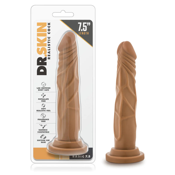 Dr. Skin Realistic Cock Realistic Mocha 7.5-Inch Long Dildo