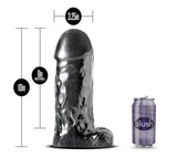 Jet Destroyer Realistic Carbon Metallic Black 10-Inch Long Dildo With Balls