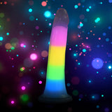 7 Inch Glow-In-The-Dark Rainbow Silicone Dildo