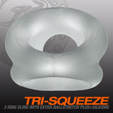 Oxballs Tri Squeeze Silicone Blend 3 Ring Ballstretching Sling - Clear