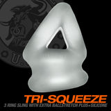 Oxballs Tri Squeeze Silicone Blend 3 Ring Ballstretching Sling - Clear