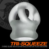 Oxballs Tri Squeeze Silicone Blend 3 Ring Ballstretching Sling - Clear