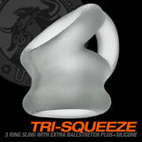 Oxballs Tri Squeeze Silicone Blend 3 Ring Ballstretching Sling - Clear