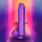 Neo Elite Silicone Dual Density Dildo with Balls 11in - Purple