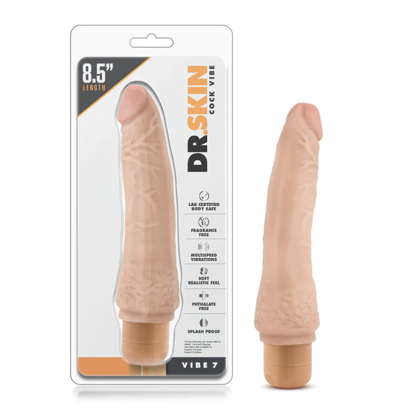 Dr. Skin Cock Vibe 7 Realistic Beige 8.5-Inch Long Vibrating Dildo