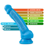 Neo Realistic Neon Blue 7.5-Inch Long Dildo