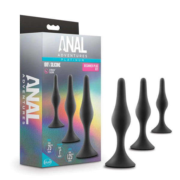 Anal Adventures Platinum Beginner Kit Black Anal Plug