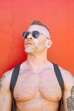 TOM OF FINLAND SUNGLASSES GOLD WITH BLACK LENSES