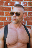 TOM OF FINLAND SUNGLASSES GOLD WITH BLACK LENSES