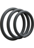 OptiMALE 3 C-Ring Set Silicone Cock Ring Thin (3 Piece Kit) - Slate