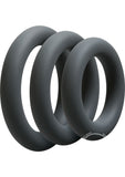 OptiMALE 3 C-Ring Set Silicone Cock Ring Thick (3 Piece Kit) - Slate