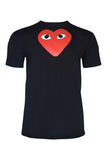 COMME des GARÇONS PLAY RED HEART ON BLACK TEE