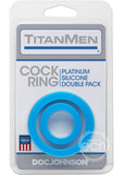 TitanMen Platimum Silicone Cock Rings (2 Piece Kit) - Blue