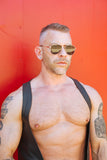 TOM OF FINLAND SUNGLASSES GOLD WITH BLACK LENSES